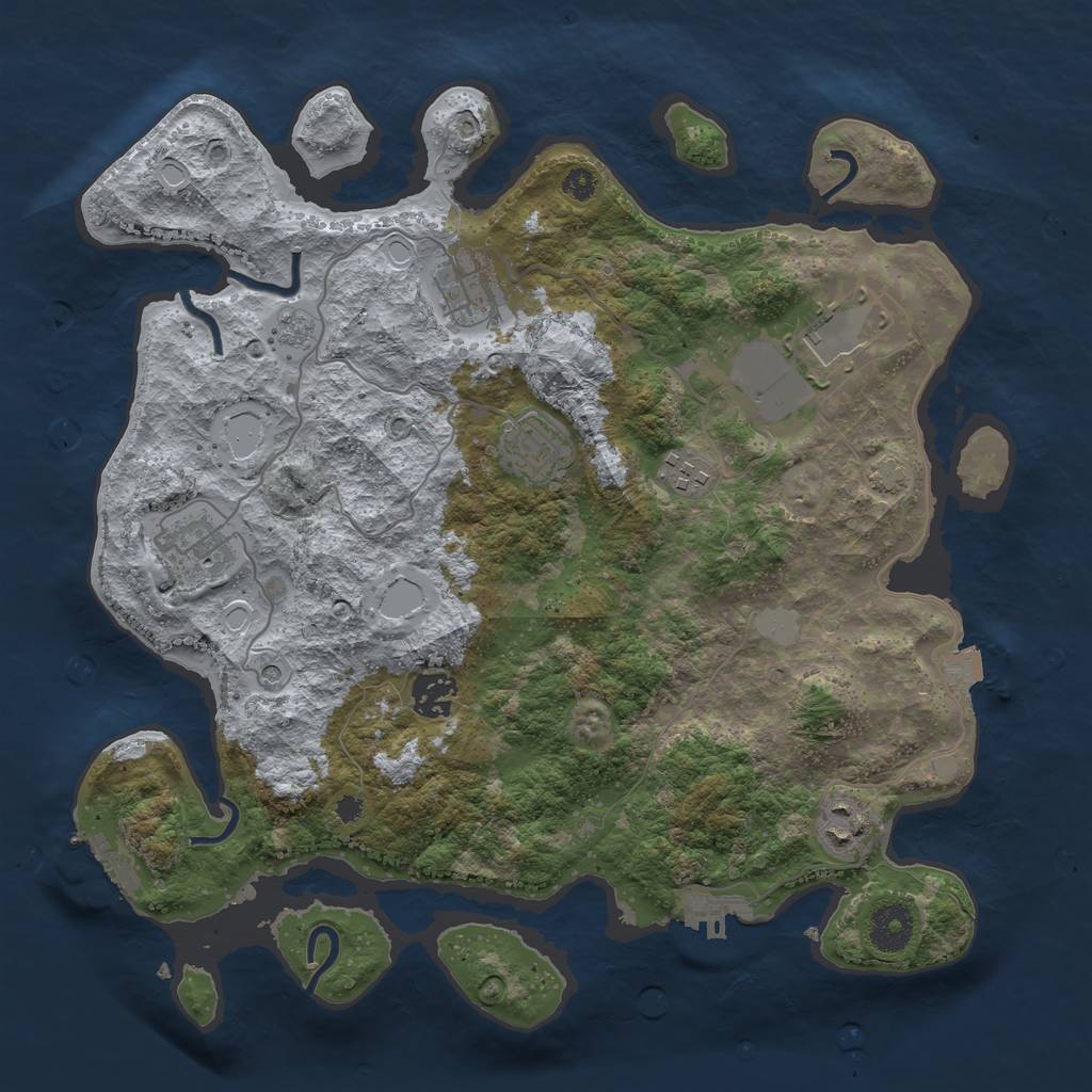 Rust Map: Procedural Map, Size: 3500, Seed: 2061198729, 15 Monuments