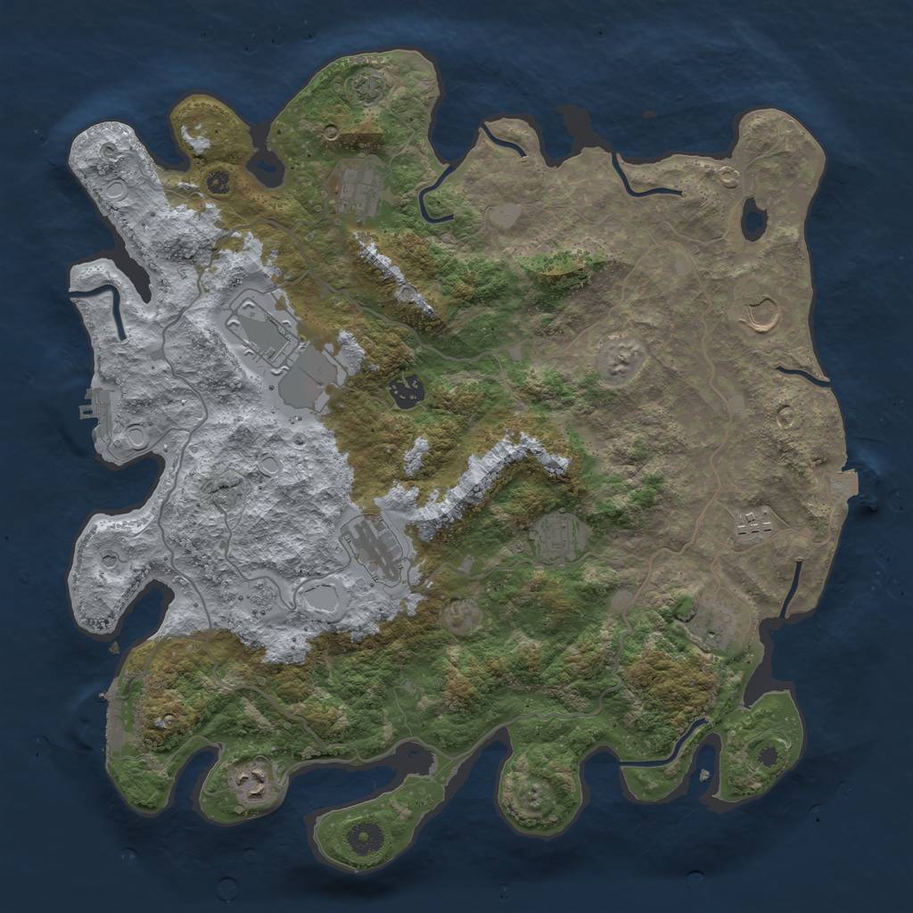 Rust Map: Procedural Map, Size: 4000, Seed: 13001746, 17 Monuments