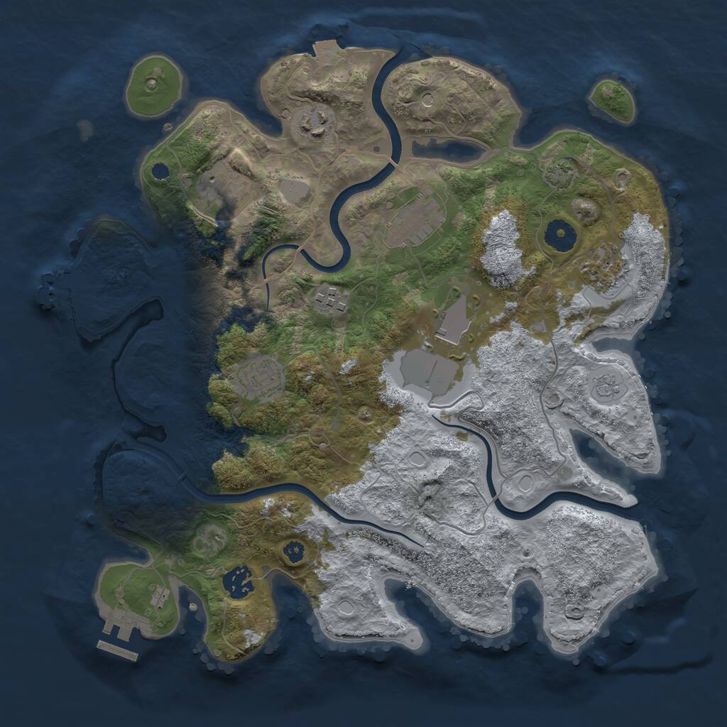 Rust Map: Procedural Map, Size: 3500, Seed: 984178057, 14 Monuments