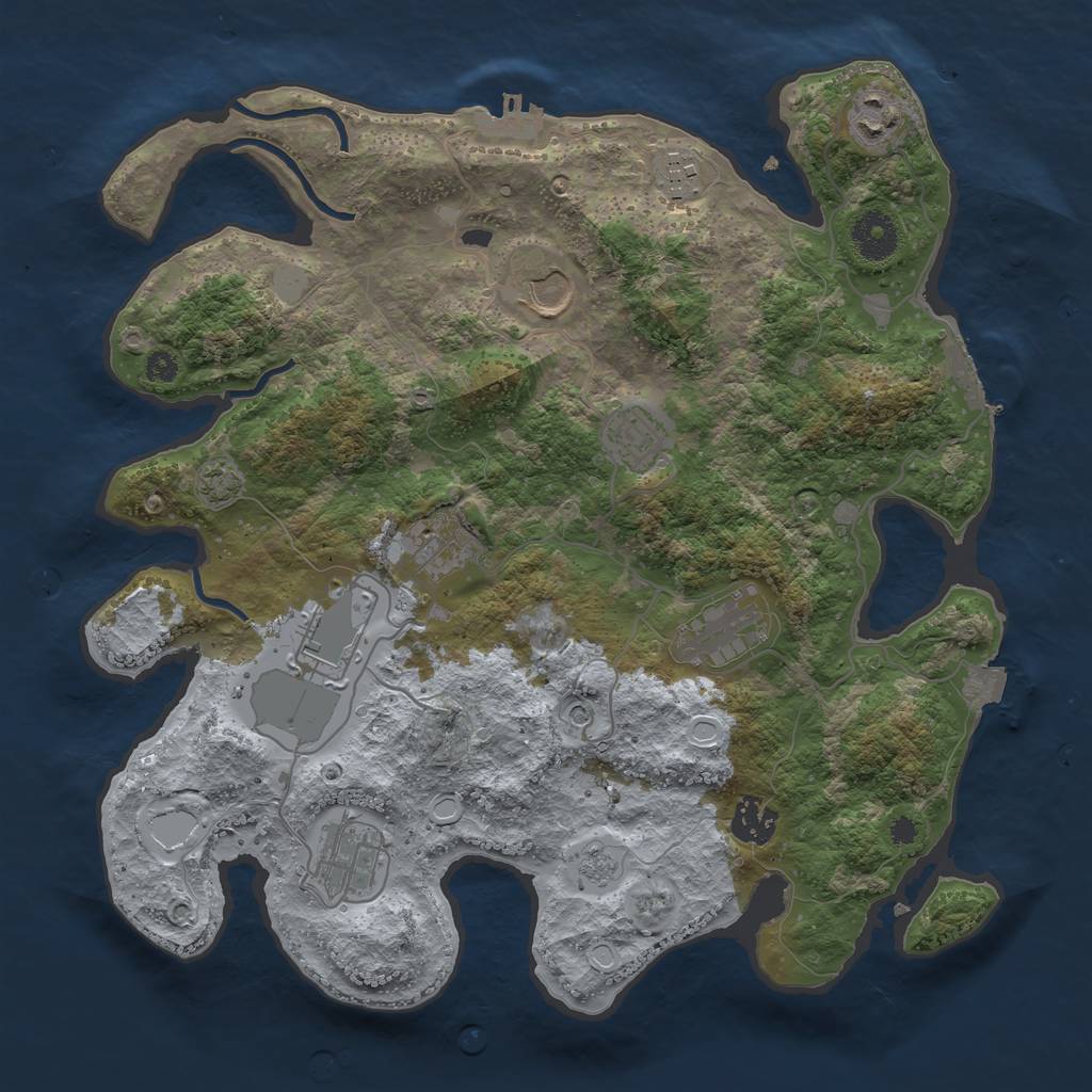 Rust Map: Procedural Map, Size: 3500, Seed: 1451645247, 17 Monuments