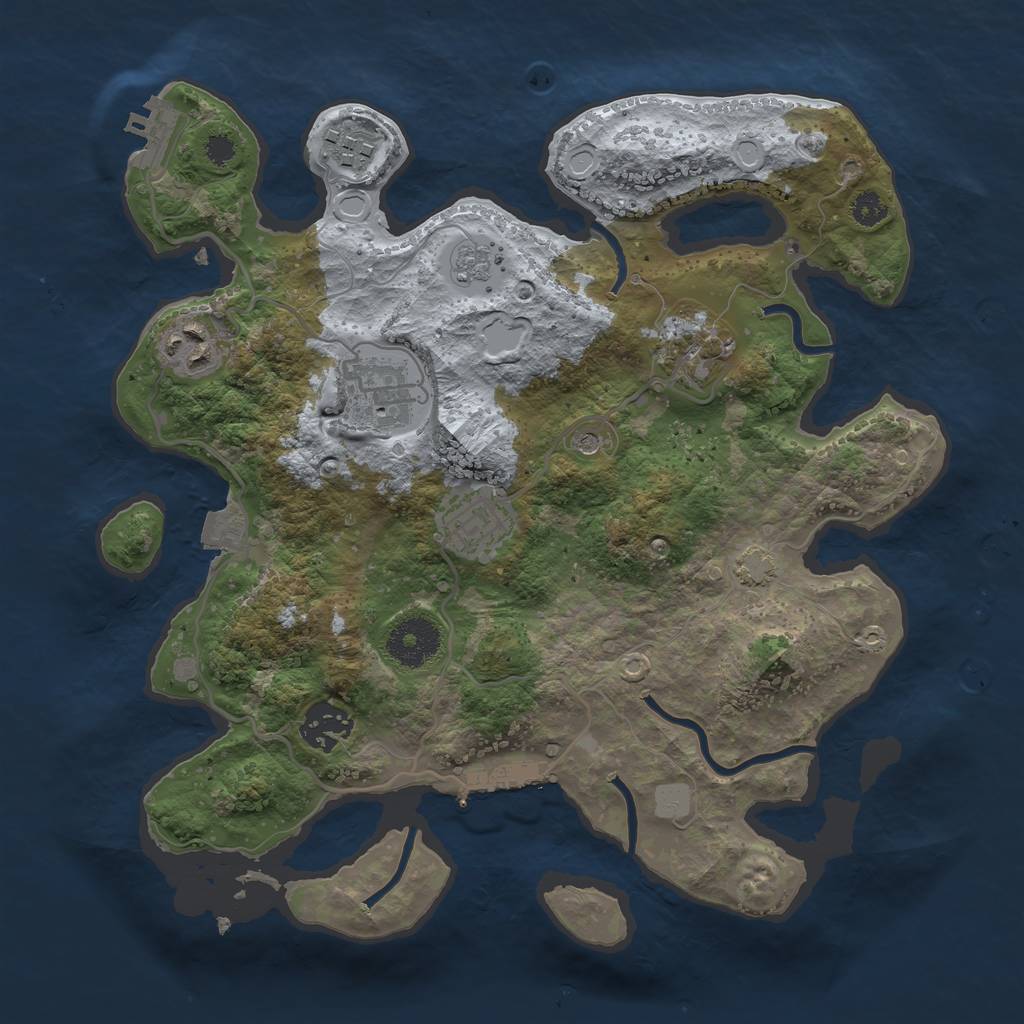 Rust Map: Procedural Map, Size: 3100, Seed: 668834, 14 Monuments