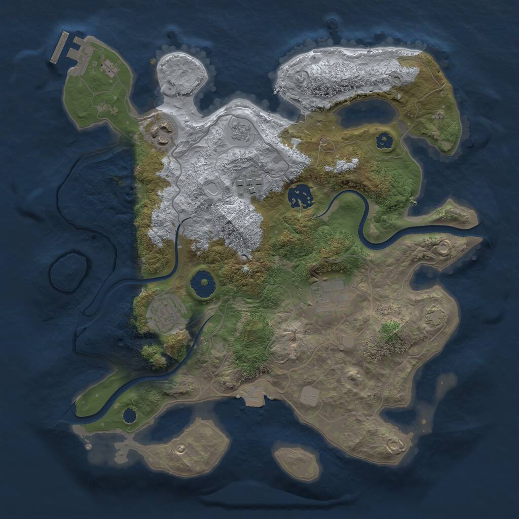Rust Map: Procedural Map, Size: 3100, Seed: 668834, 9 Monuments