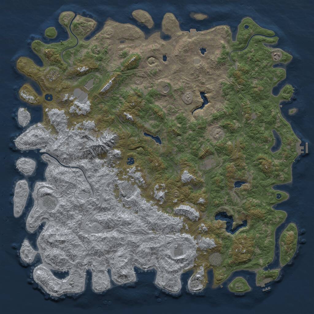 Rust Map: Procedural Map, Size: 6000, Seed: 1701, 17 Monuments