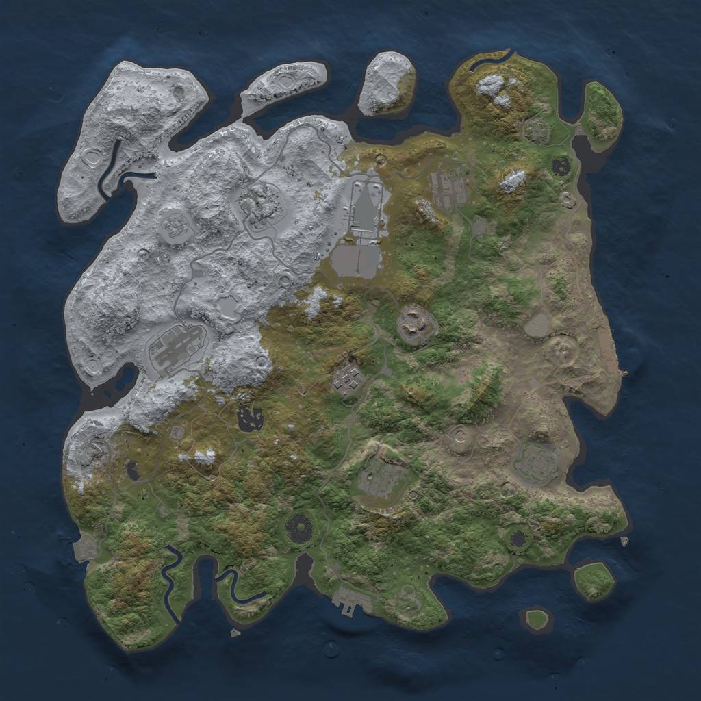 Rust Map: Procedural Map, Size: 3800, Seed: 22523, 17 Monuments