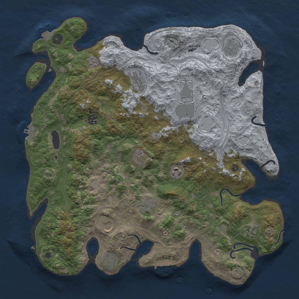 Rust Map: Procedural Map, Size: 4250, Seed: 344458957, 19 Monuments
