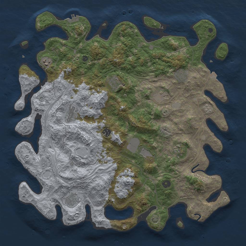 Rust Map: Procedural Map, Size: 4500, Seed: 227322837, 17 Monuments