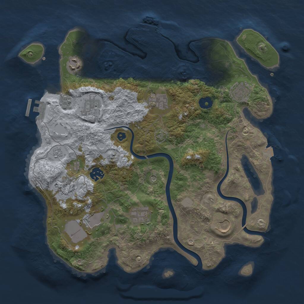 Rust Map: Procedural Map, Size: 3500, Seed: 970445362, 16 Monuments