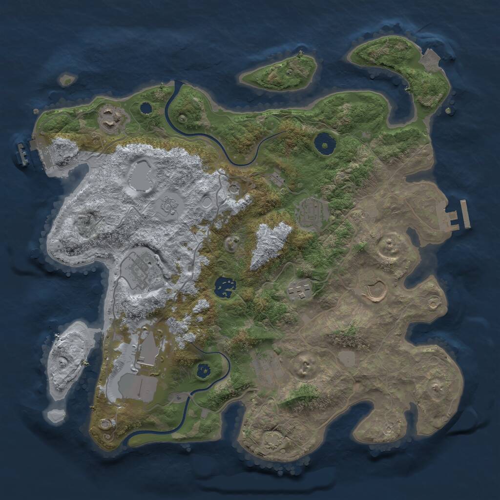 Rust Map: Procedural Map, Size: 3500, Seed: 654873115, 14 Monuments