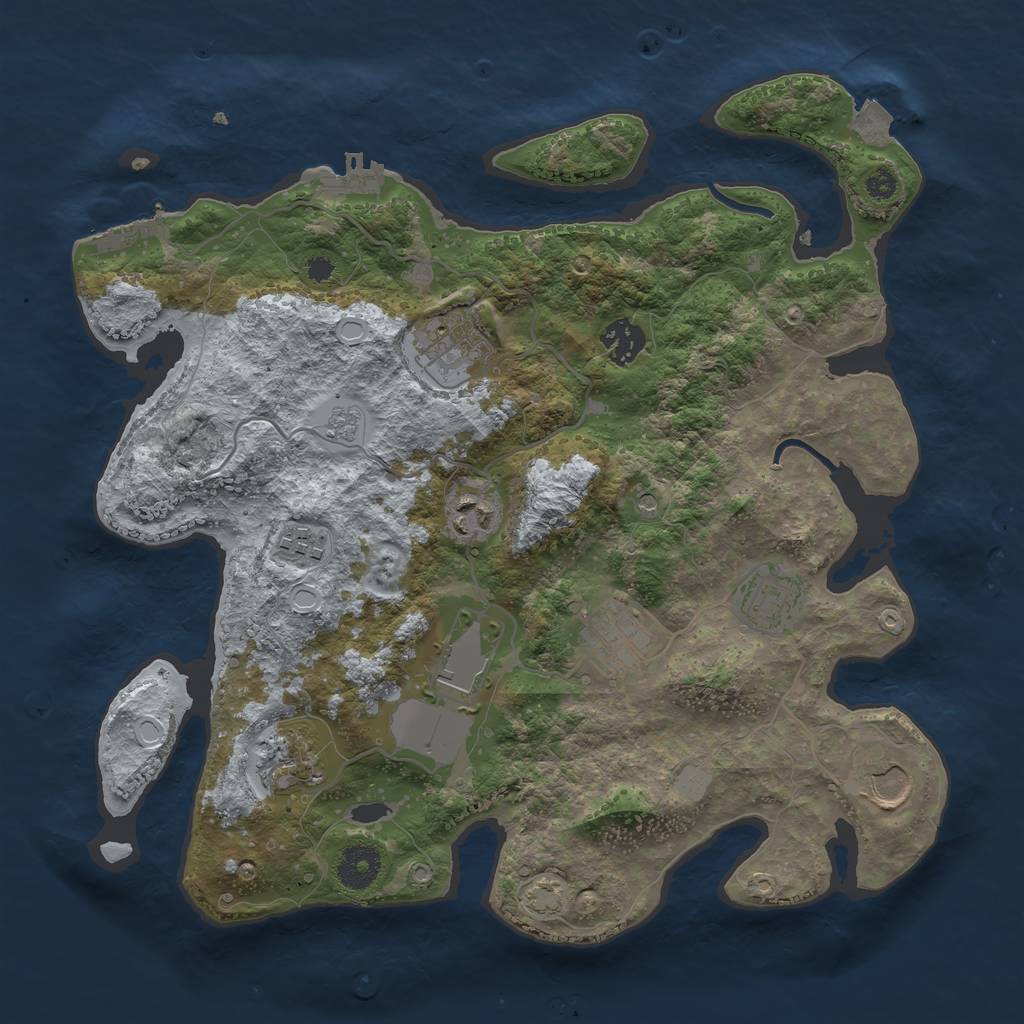 Rust Map: Procedural Map, Size: 3500, Seed: 654873115, 17 Monuments