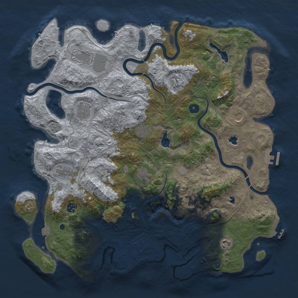Rust Map: Procedural Map, Size: 4500, Seed: 542231406, 16 Monuments