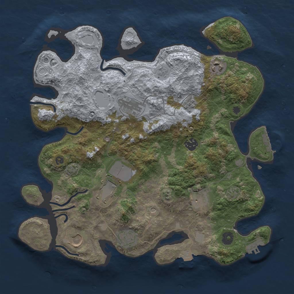Rust Map: Procedural Map, Size: 3500, Seed: 807778678, 16 Monuments