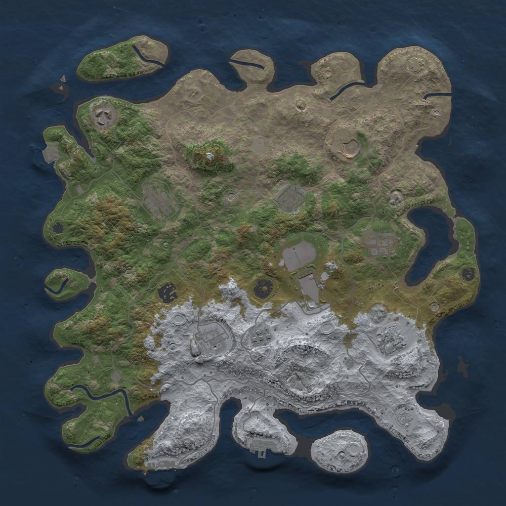 Rust Map: Procedural Map, Size: 4000, Seed: 374614, 18 Monuments
