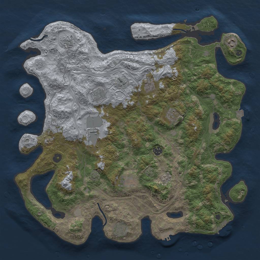 Rust Map: Procedural Map, Size: 4300, Seed: 77628152, 17 Monuments