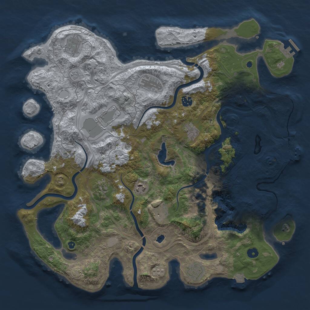 Rust Map: Procedural Map, Size: 4300, Seed: 77628152, 16 Monuments