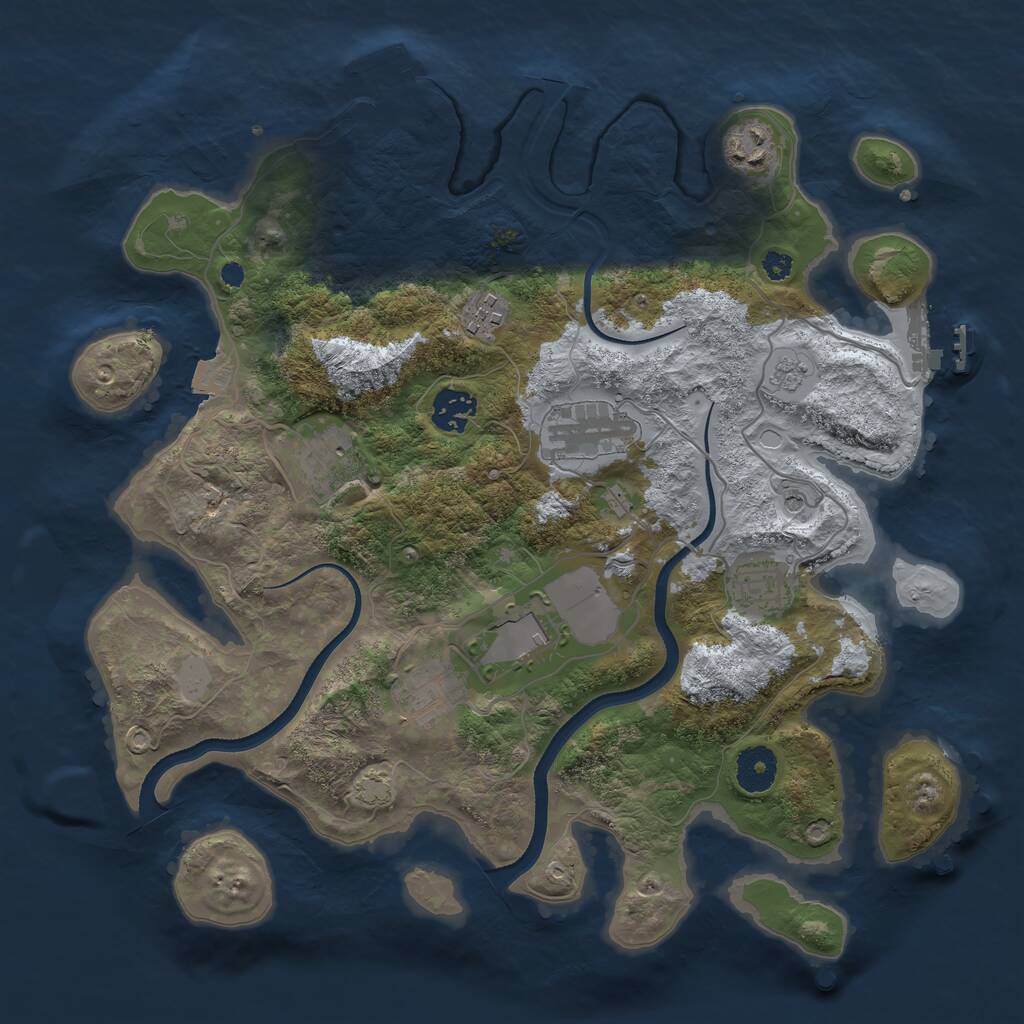 Rust Map: Procedural Map, Size: 3500, Seed: 1612213028, 14 Monuments