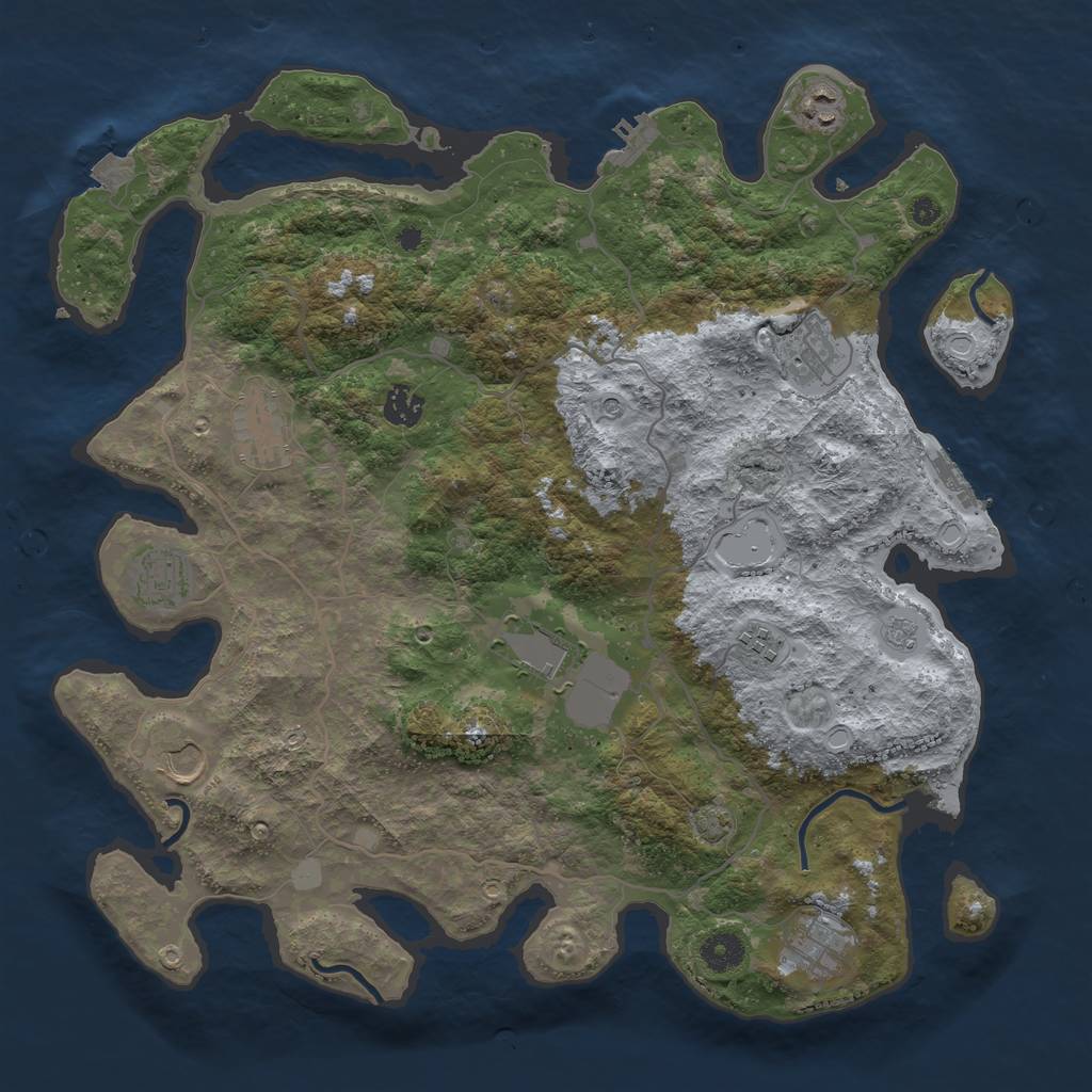 Rust Map: Procedural Map, Size: 4000, Seed: 1924626821, 17 Monuments
