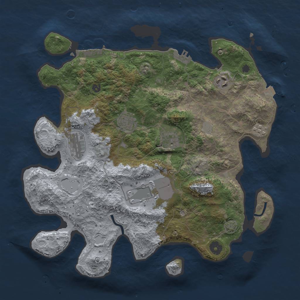 Rust Map: Procedural Map, Size: 3500, Seed: 835139179, 13 Monuments