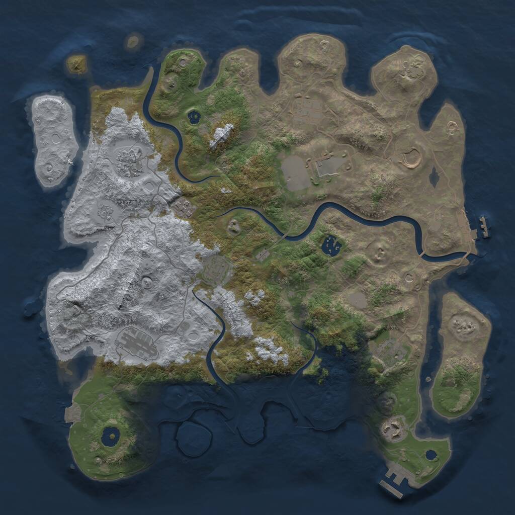 Rust Map: Procedural Map, Size: 3950, Seed: 29805583, 16 Monuments
