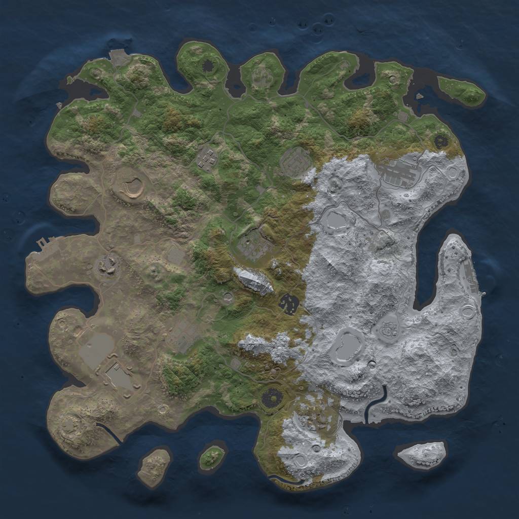 Rust Map: Procedural Map, Size: 3850, Seed: 17208175, 18 Monuments