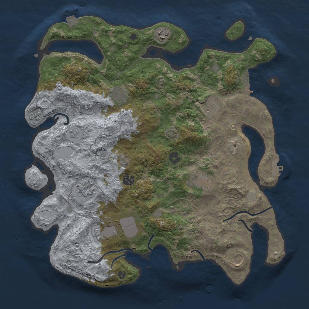 Rust Map: Procedural Map, Size: 3900, Seed: 3138802, 17 Monuments