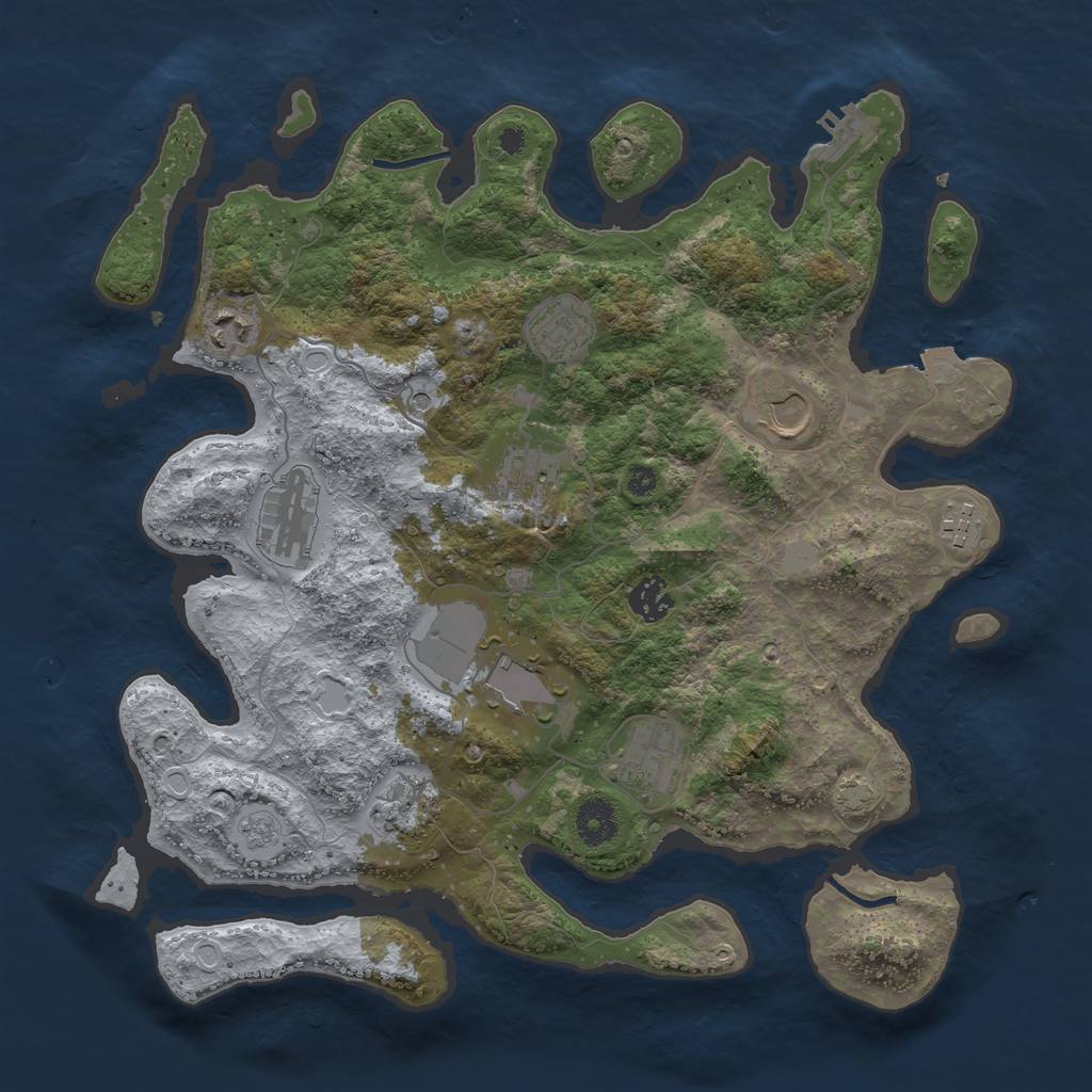 Rust Map: Procedural Map, Size: 3700, Seed: 79749143, 17 Monuments
