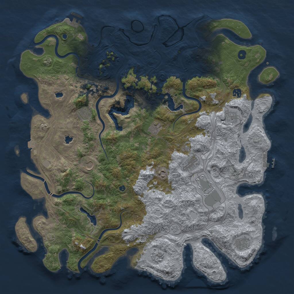 Rust Map: Procedural Map, Size: 4900, Seed: 176048943, 17 Monuments