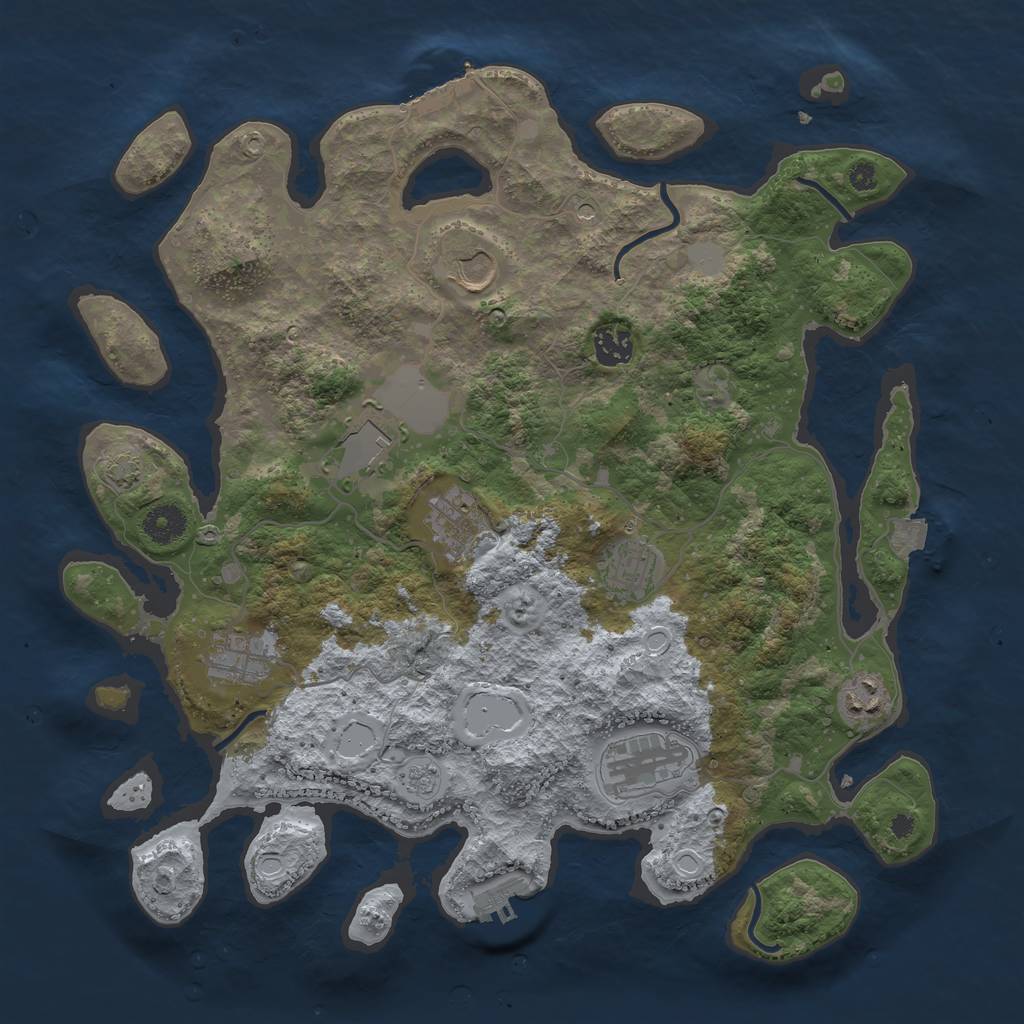 Rust Map: Procedural Map, Size: 3800, Seed: 25123251, 16 Monuments