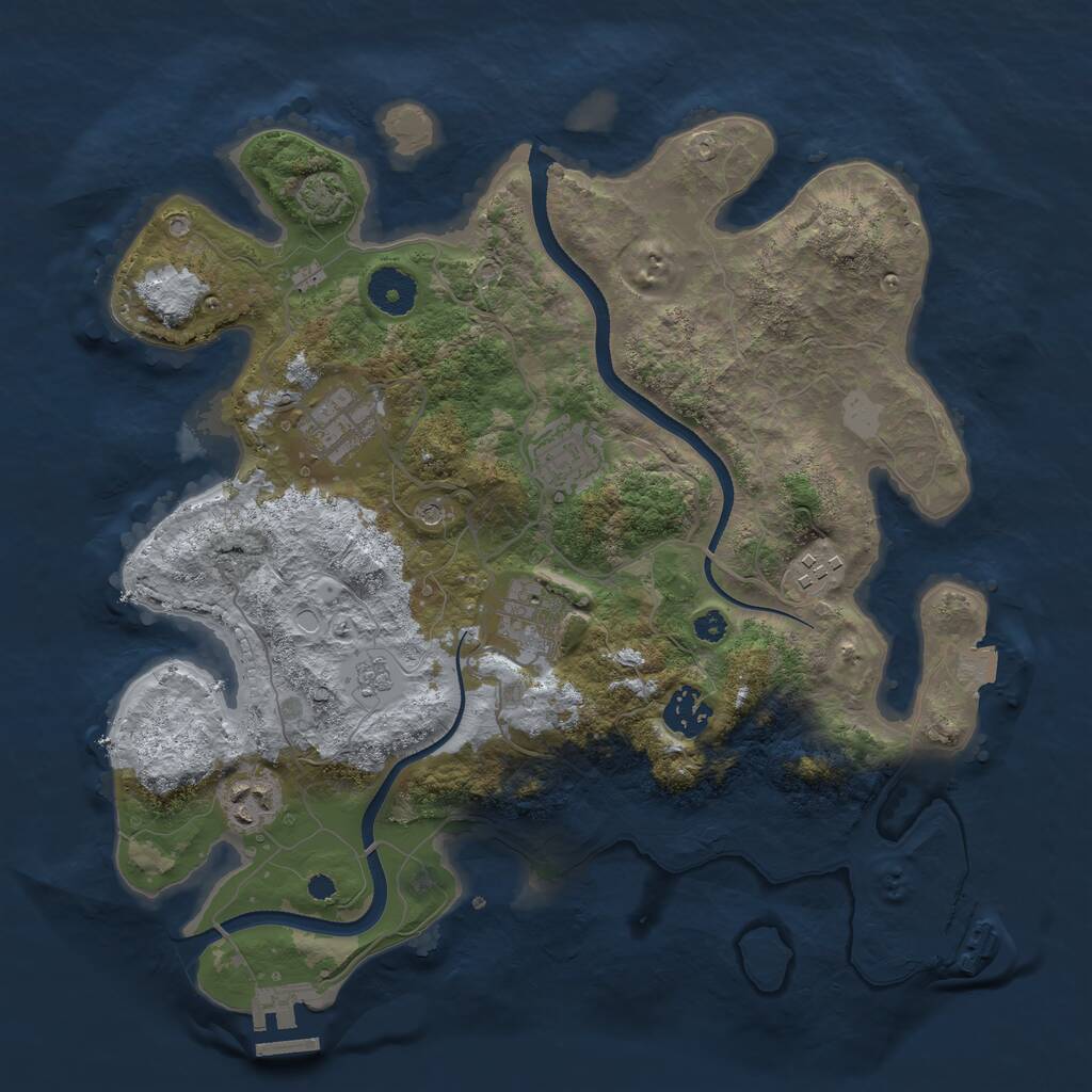 Rust Map: Procedural Map, Size: 3450, Seed: 55019979, 12 Monuments