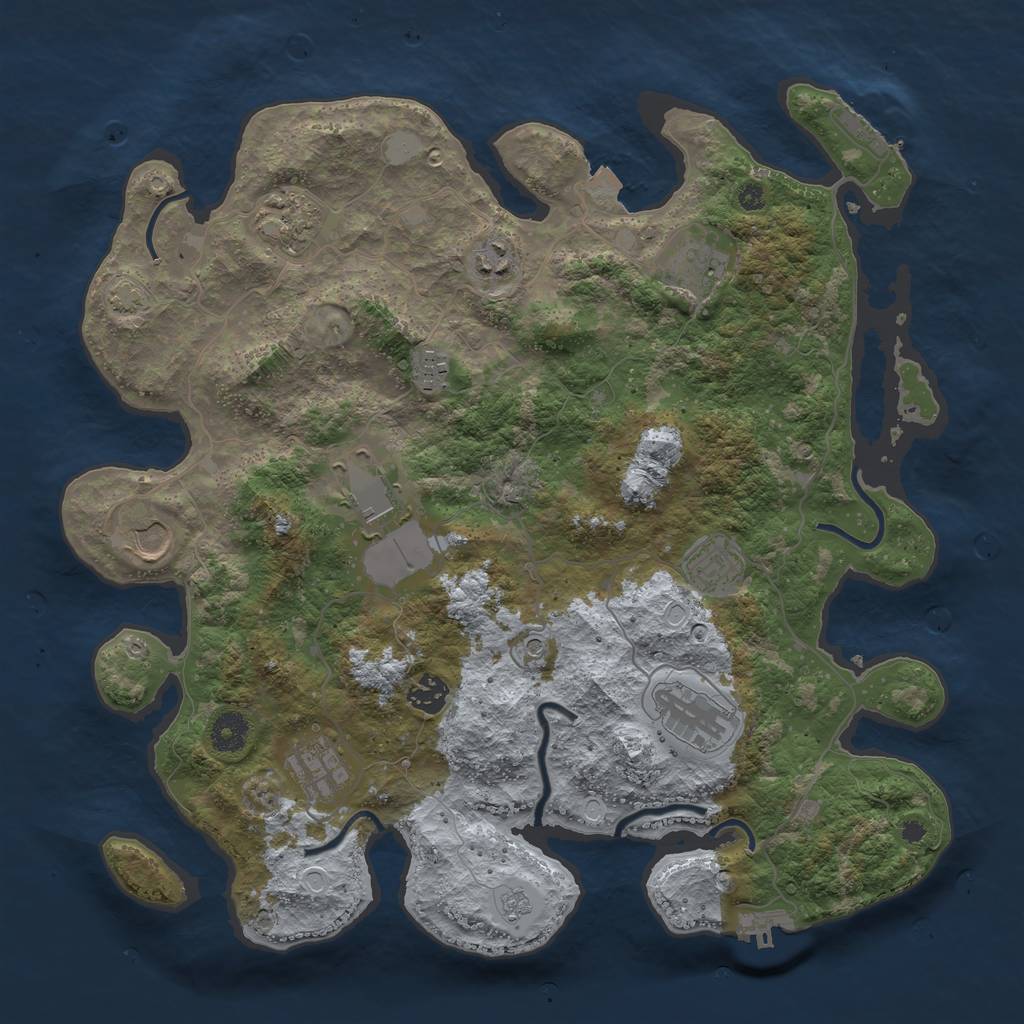 Rust Map: Procedural Map, Size: 3900, Seed: 91901292, 18 Monuments
