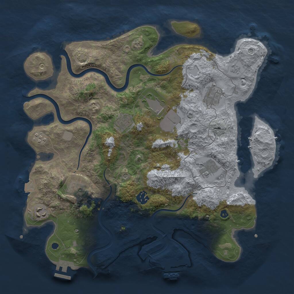 Rust Map: Procedural Map, Size: 3600, Seed: 73308370, 14 Monuments