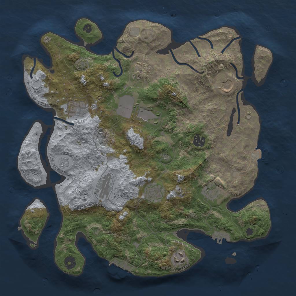 Rust Map: Procedural Map, Size: 3550, Seed: 65965733, 17 Monuments