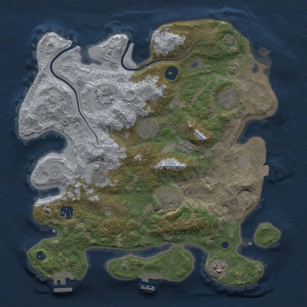 Rust Map: Procedural Map, Size: 3450, Seed: 97574493, 14 Monuments