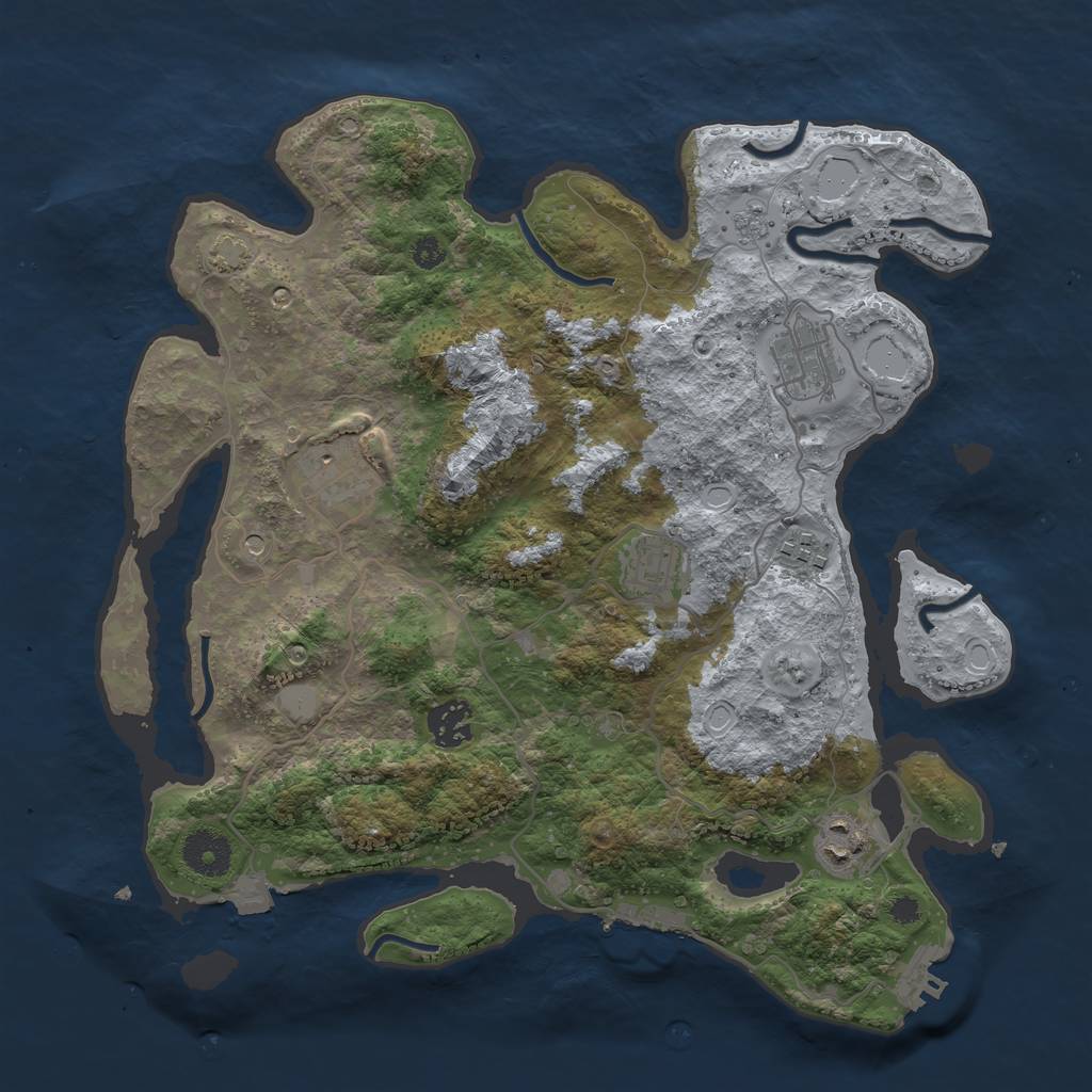 Rust Map: Procedural Map, Size: 3450, Seed: 56377777, 14 Monuments