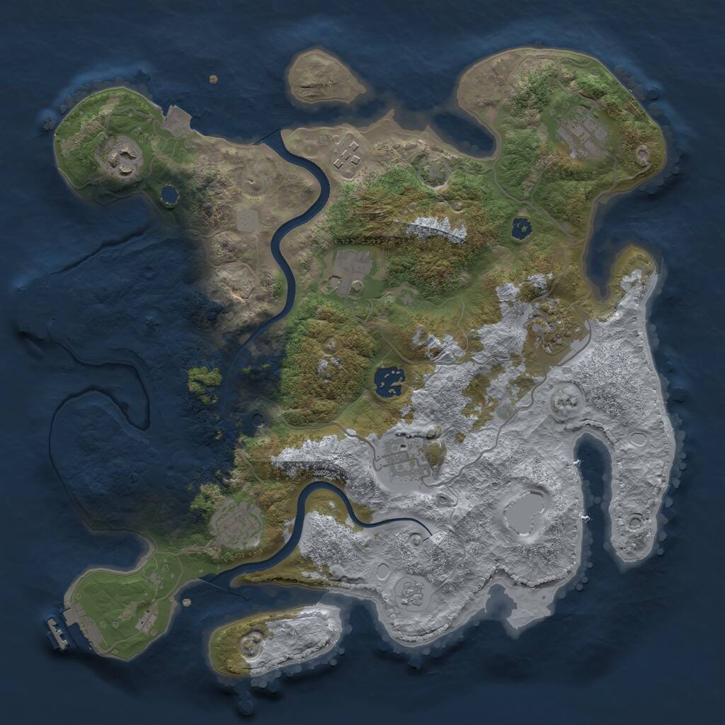 Rust Map: Procedural Map, Size: 3450, Seed: 19185795, 14 Monuments