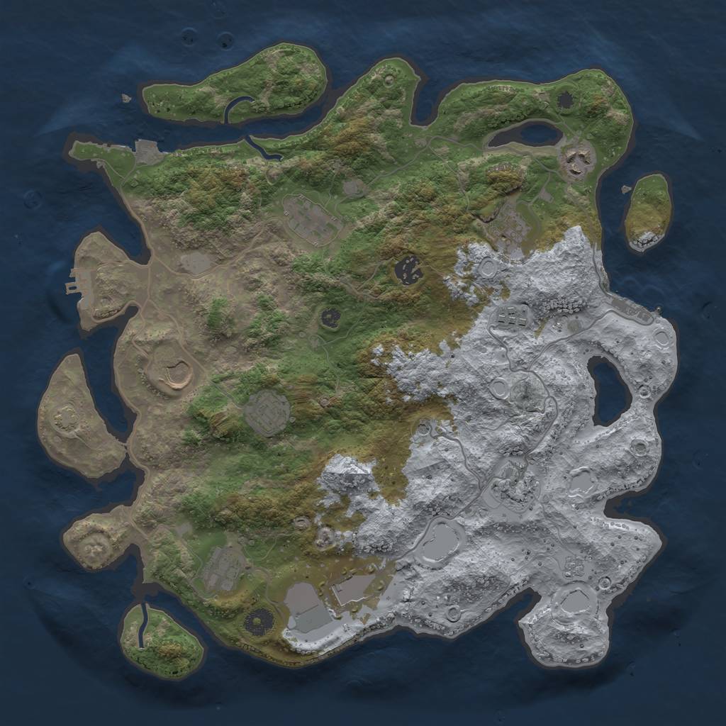 Rust Map: Procedural Map, Size: 3850, Seed: 348764063, 18 Monuments