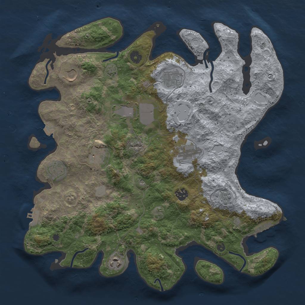 Rust Map: Procedural Map, Size: 3750, Seed: 1136539568, 17 Monuments