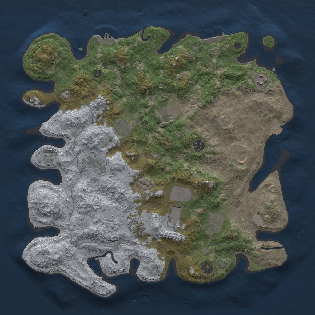 Rust Map: Procedural Map, Size: 4000, Seed: 799511256, 18 Monuments