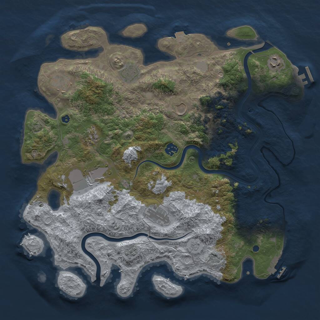 Rust Map: Procedural Map, Size: 3950, Seed: 23751165, 15 Monuments