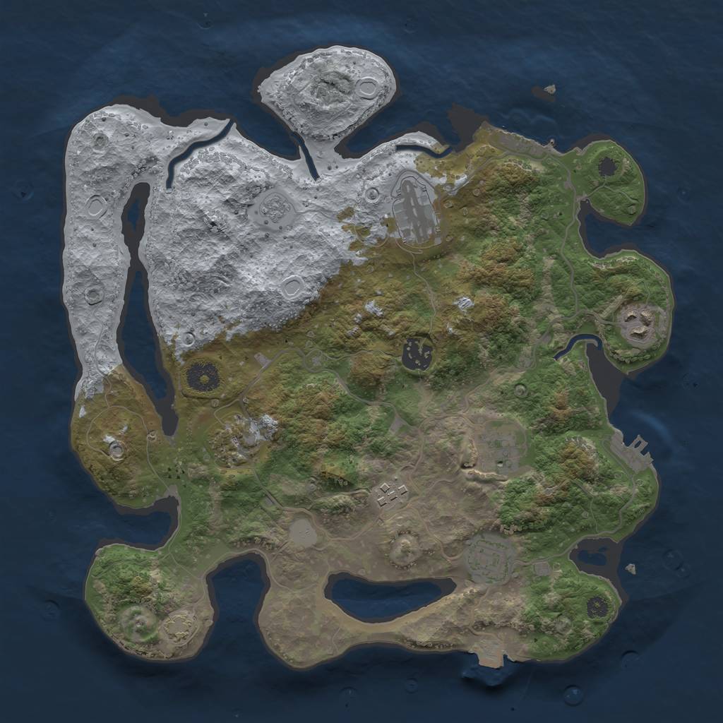 Rust Map: Procedural Map, Size: 3400, Seed: 23287775, 14 Monuments