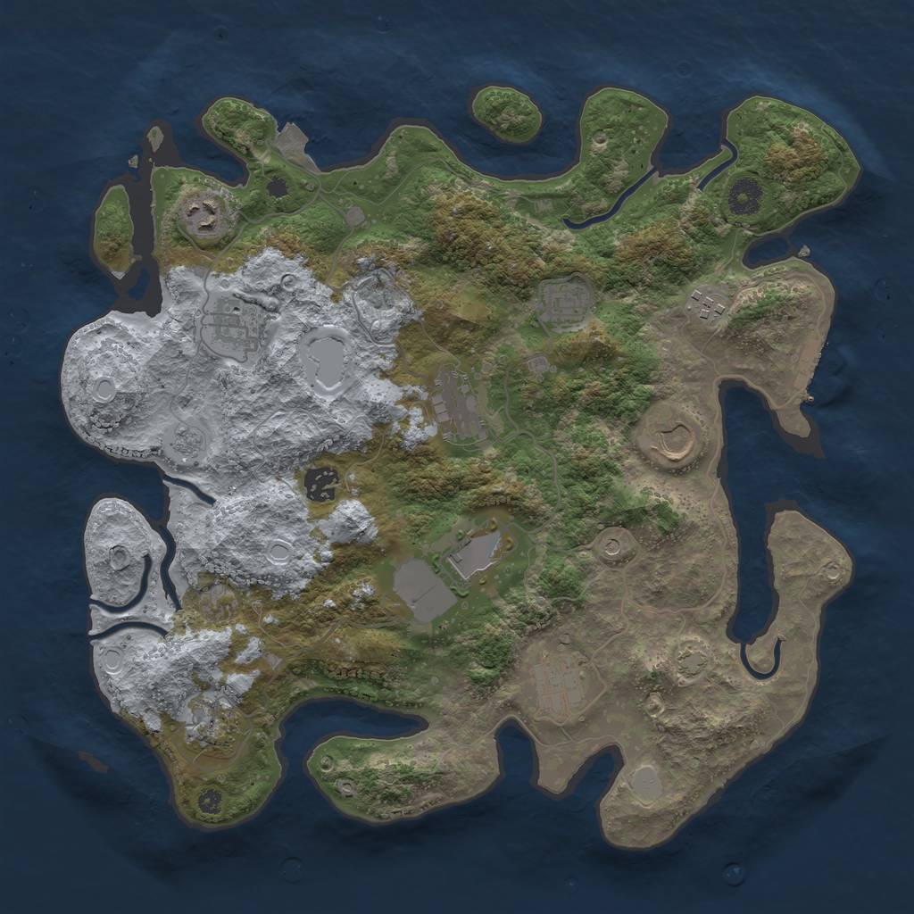 Rust Map: Procedural Map, Size: 3800, Seed: 68918238, 17 Monuments