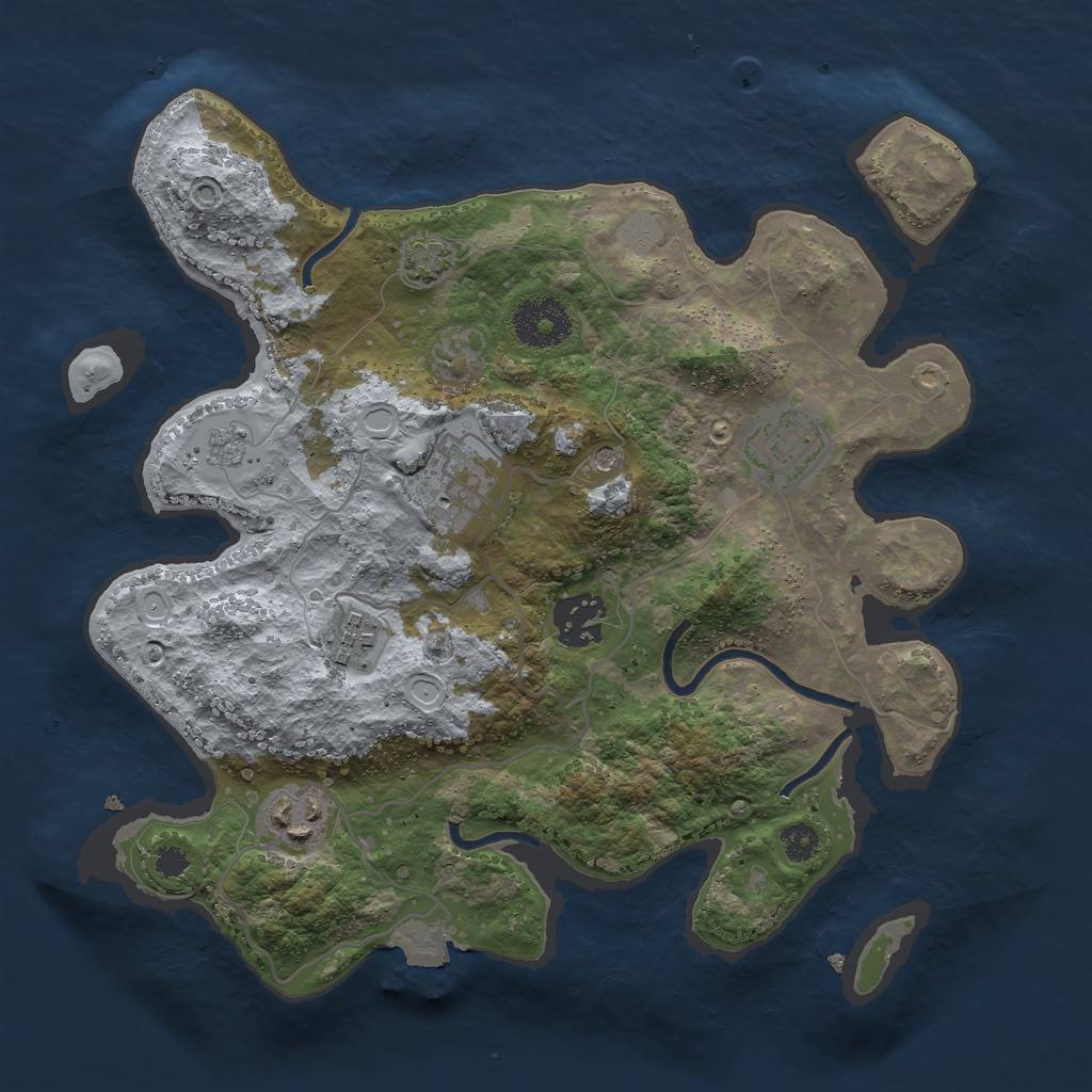 Rust Map: Procedural Map, Size: 3000, Seed: 496567948, 11 Monuments