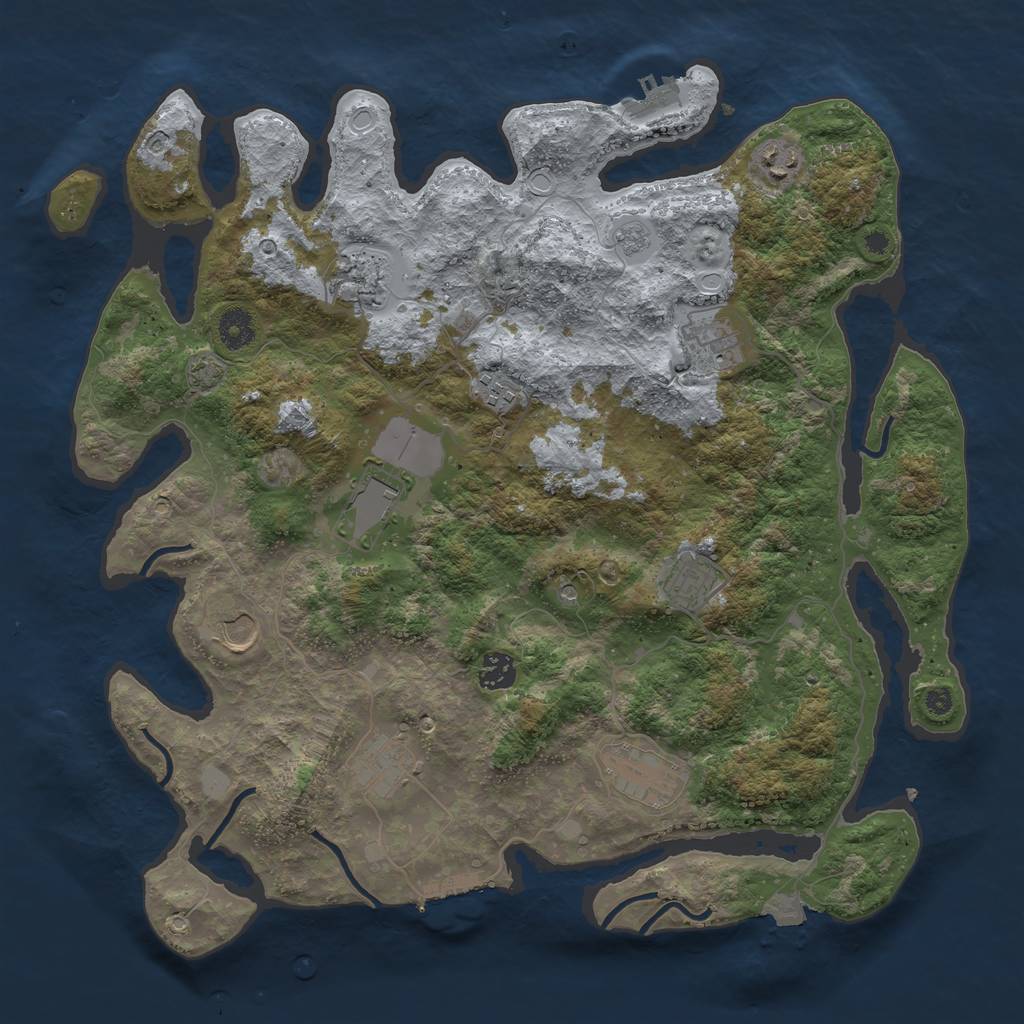 Rust Map: Procedural Map, Size: 3950, Seed: 64167886, 18 Monuments