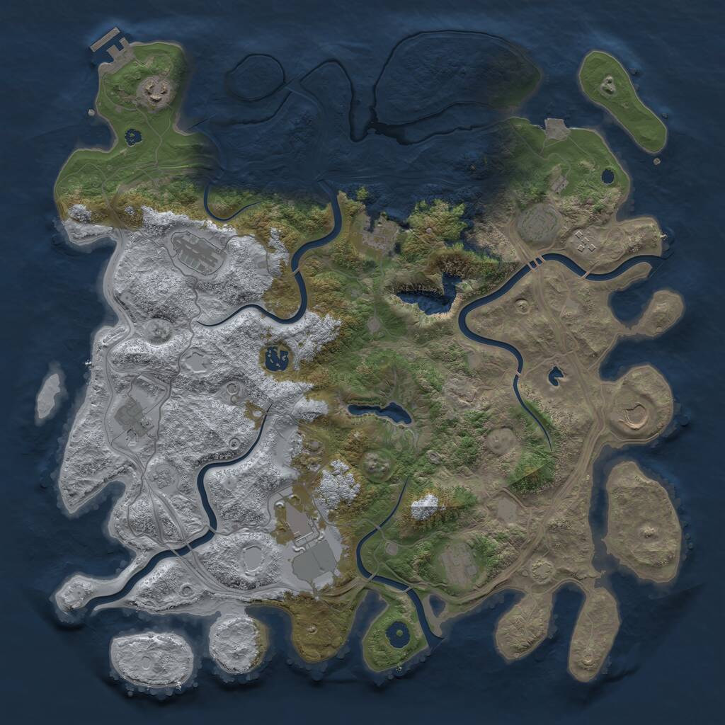 Rust Map: Procedural Map, Size: 4400, Seed: 33281754, 16 Monuments