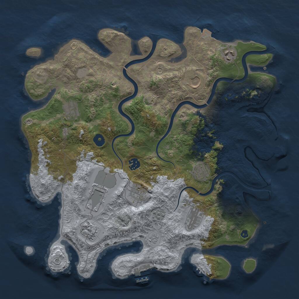 Rust Map: Procedural Map, Size: 3850, Seed: 619960800, 16 Monuments