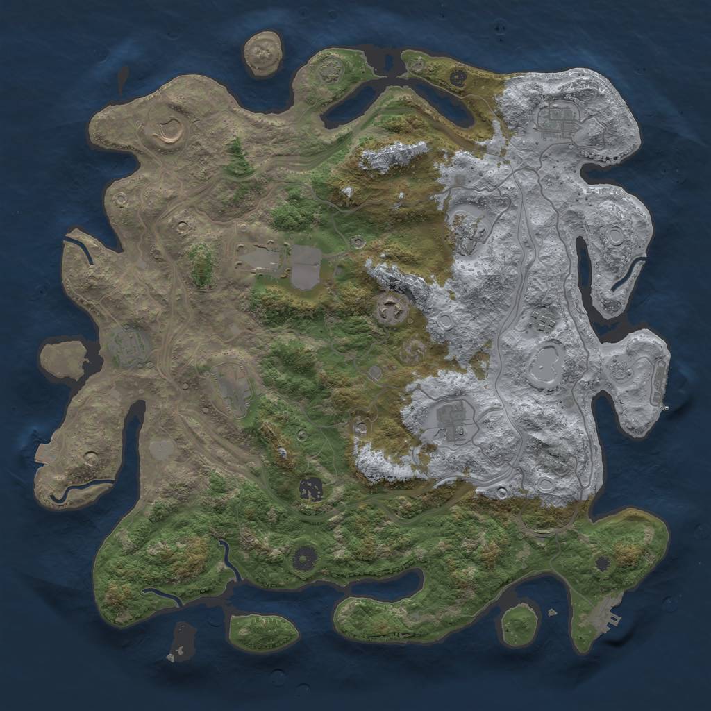 Rust Map: Procedural Map, Size: 4250, Seed: 73994363, 18 Monuments