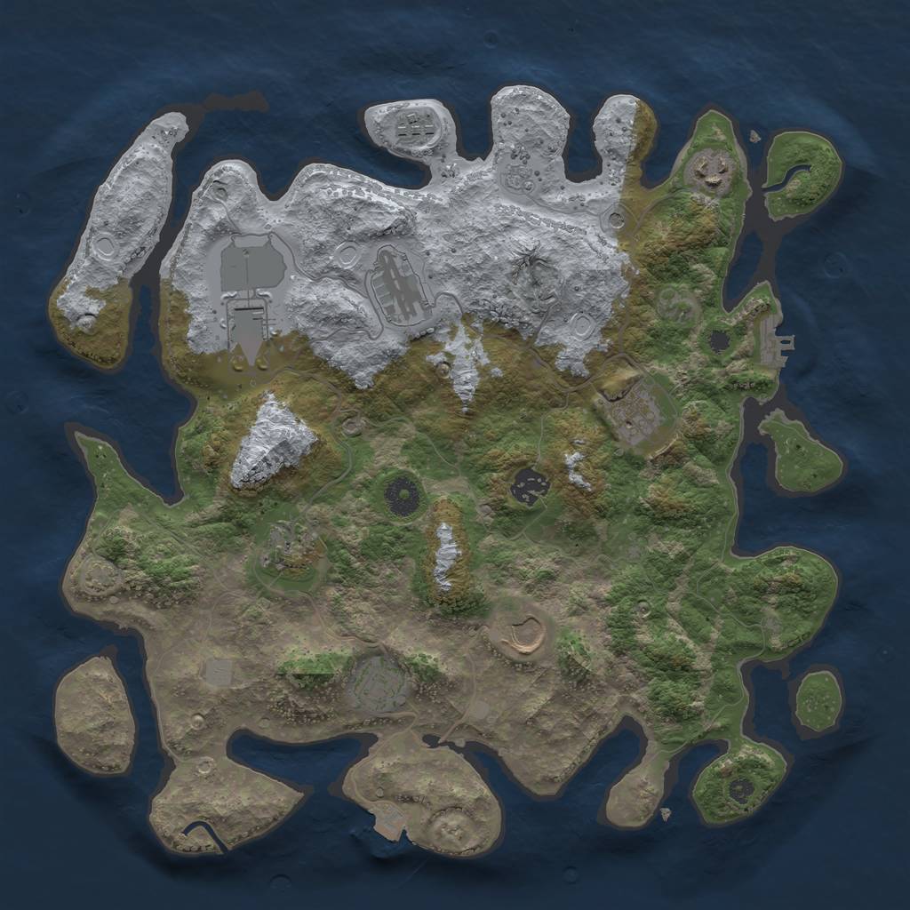 Rust Map: Procedural Map, Size: 3750, Seed: 57106035, 16 Monuments