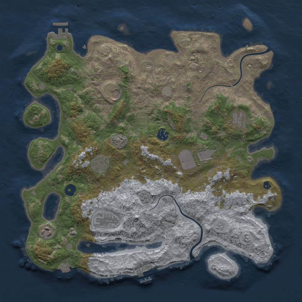Rust Map: Procedural Map, Size: 3998, Seed: 6554672, 15 Monuments