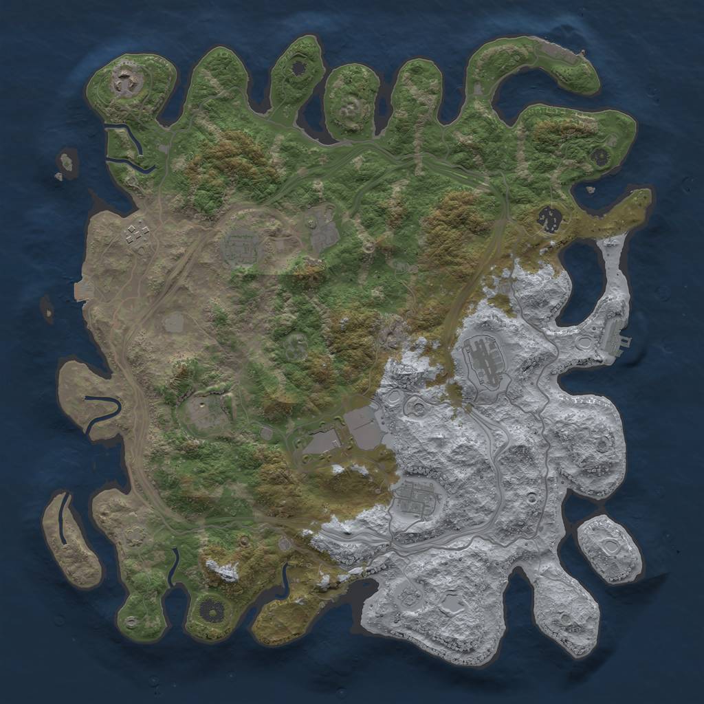 Rust Map: Procedural Map, Size: 4250, Seed: 176048943, 17 Monuments