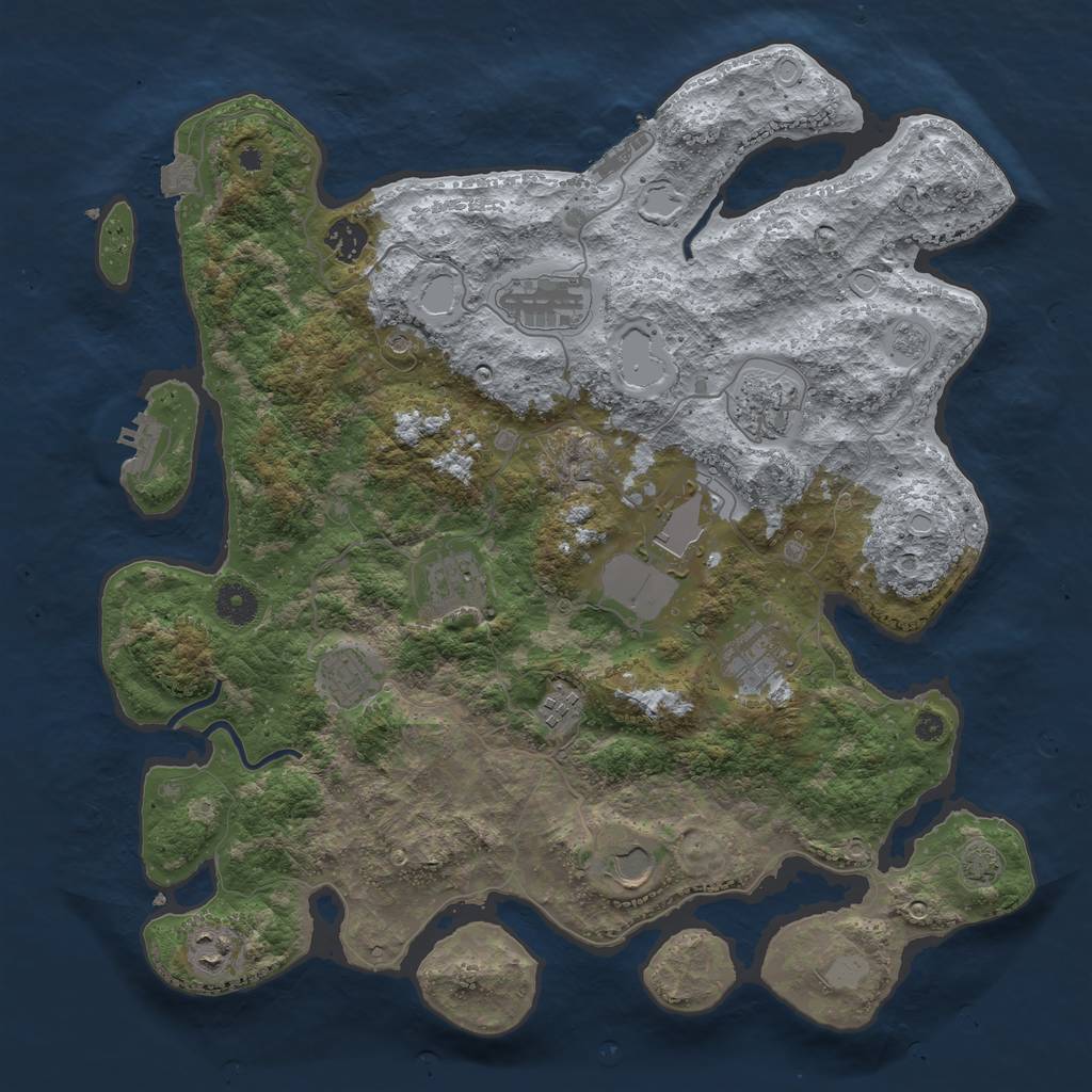 Rust Map: Procedural Map, Size: 3950, Seed: 26219115, 18 Monuments