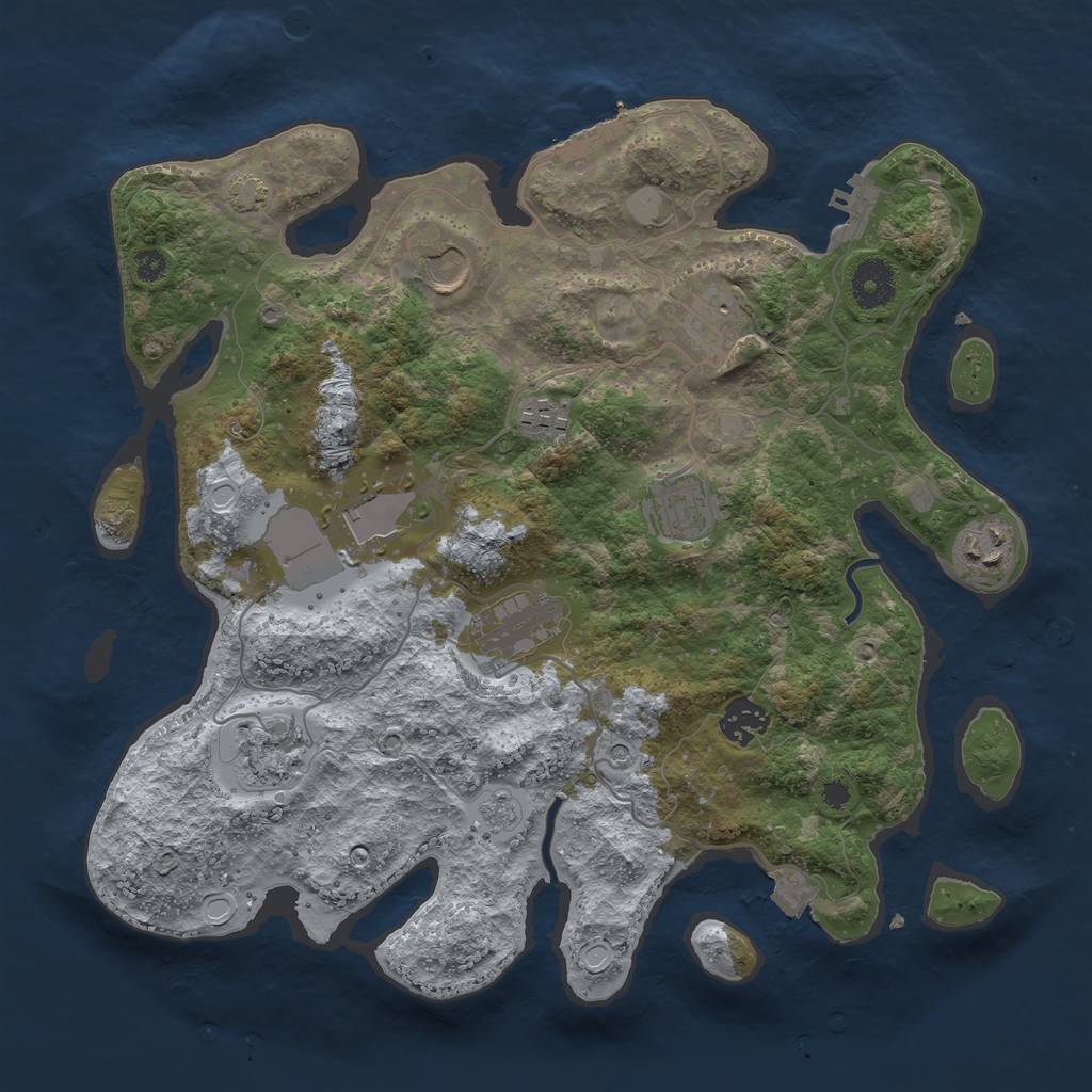 Rust Map: Procedural Map, Size: 3500, Seed: 2051862669, 17 Monuments